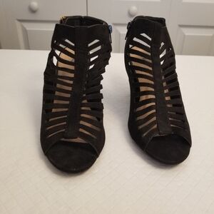 Rue 21 Etc Black Cut Out Slingback Peep Toe Chunky Platform Heels Size 9 Kayla